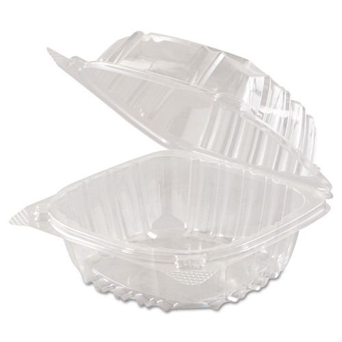 Just Launched | Dart C57PST1 5.8 in. x 6 in. x 3 in. ClearSeal Hinged-Lid Plastic Containers - Clear (500/Carton) image number 0