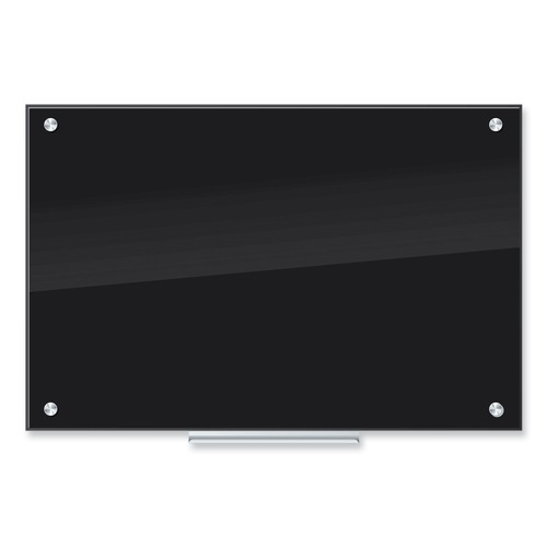 White Boards | U Brands 170U00-01 35 x 23 Glass Dry Erase Board - Black Surface image number 0