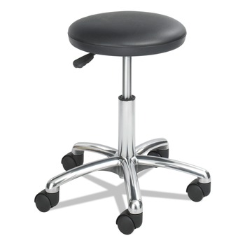 Safco 3434BL Chrome Base Backless Height Adjustable Lab Stool Supports Up to 250 lbs 16 in. to 21 in Seat - Black