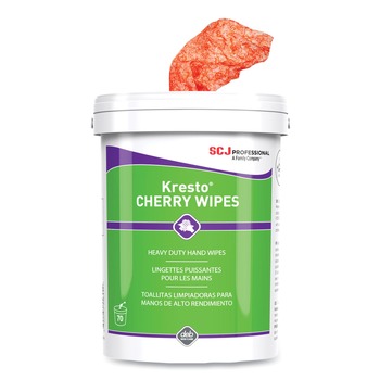 SC Johnson KCW70W 1-Ply 7.92 in. x 5.74 in. Cherry Scent Kresto Cherry Wipes Cloth - Red/White (6/Carton)