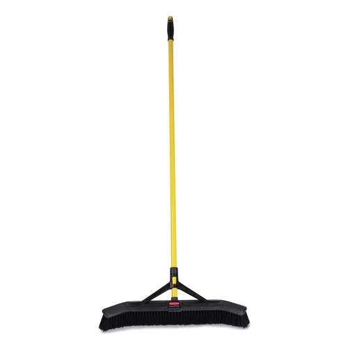 Brooms | Rubbermaid Commercial 2186280 Maximizer 24 in. Polypropylene Bristles Push-to-Center Broom - Yellow/Black image number 0