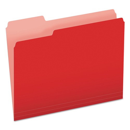 File Folders | Pendaflex 152 1/3 RED 1/3-Cut Tabs Assorted Letter Size Colored File Folders - Red/Light Red (100/Box) image number 0