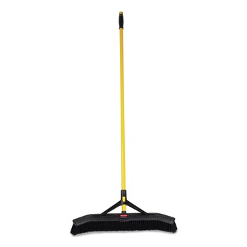 Rubbermaid Commercial 2186280 Maximizer 24 in. Polypropylene Bristles Push-to-Center Broom - Yellow/Black