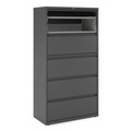 Office Filing Cabinets & Shelves | Alera 25497 36 in. x 18.63 in. x 67.63 in. 5 Lateral File Drawer - Legal/Letter/A4/A5 Size, Black image number 1