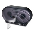 Toilet Paper Dispensers | San Jamar R4090TBK 9 in. Roll 19 in. x 5.25 in. x 12 in. JBT Twin Toilet Oceans Tissue Dispenser - Transparent Black Pearl image number 1