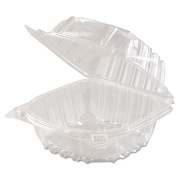 Dart C57PST1 5.8 in. x 6 in. x 3 in. ClearSeal Hinged-Lid Plastic Containers - Clear (500/Carton)