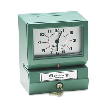 Acroprint 01-2070-411 Model 150 Month/Date/1 - 12 Hours/Minutes Automatic Operation Heavy-Duty Time Recorder - Green